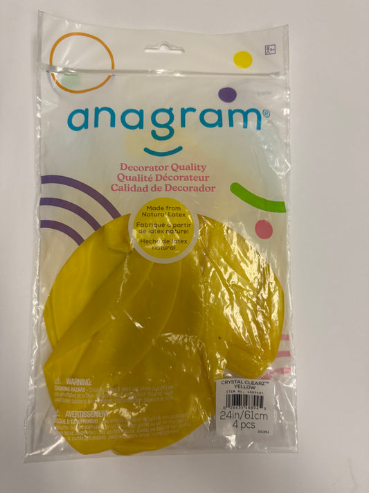 Crystal Clearz Yellow Solid 24" Latex Bag