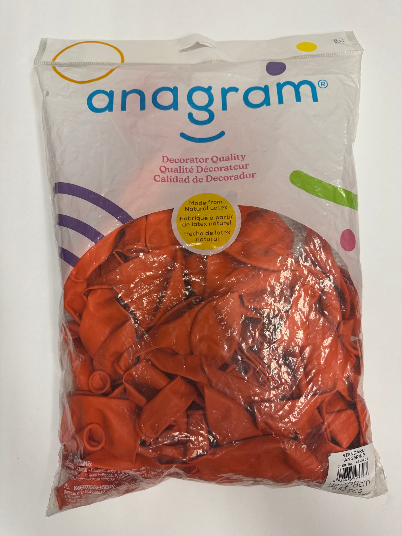 Standard Tangerine Orange Solid 11" Latex Bag