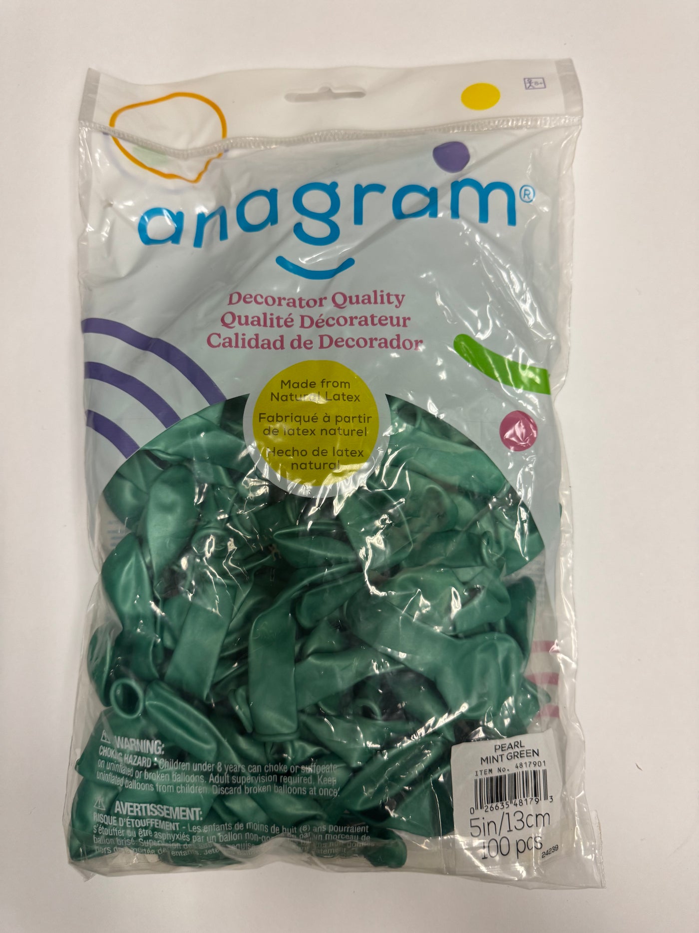 Pearl Mint Green Solid 5" Latex Bag