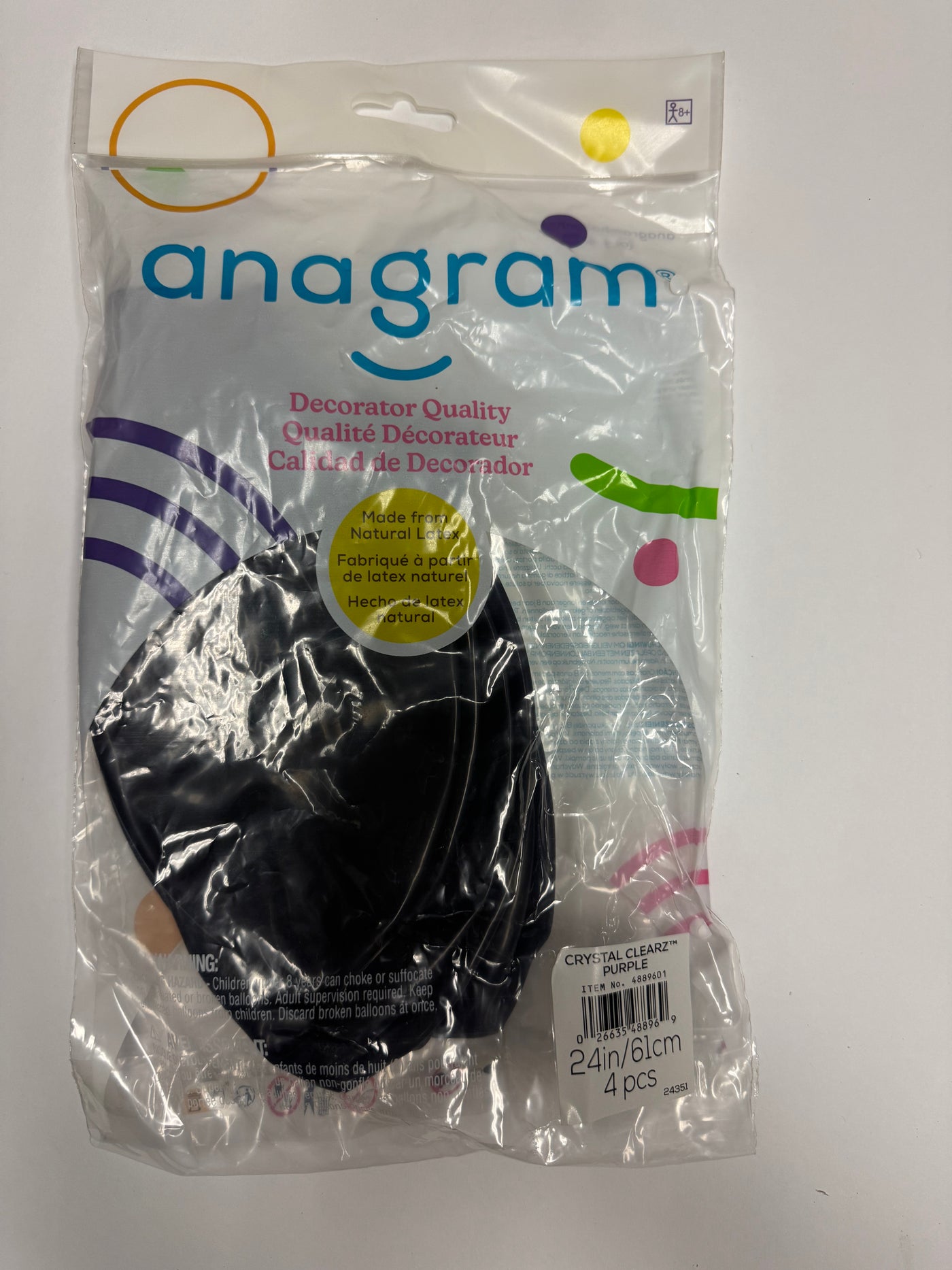 Crystal Clearz Purple Solid 24" Latex Bag