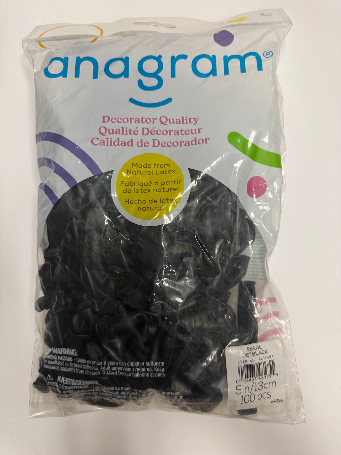 Pearl Jet Black Solid 5" Latex Bag