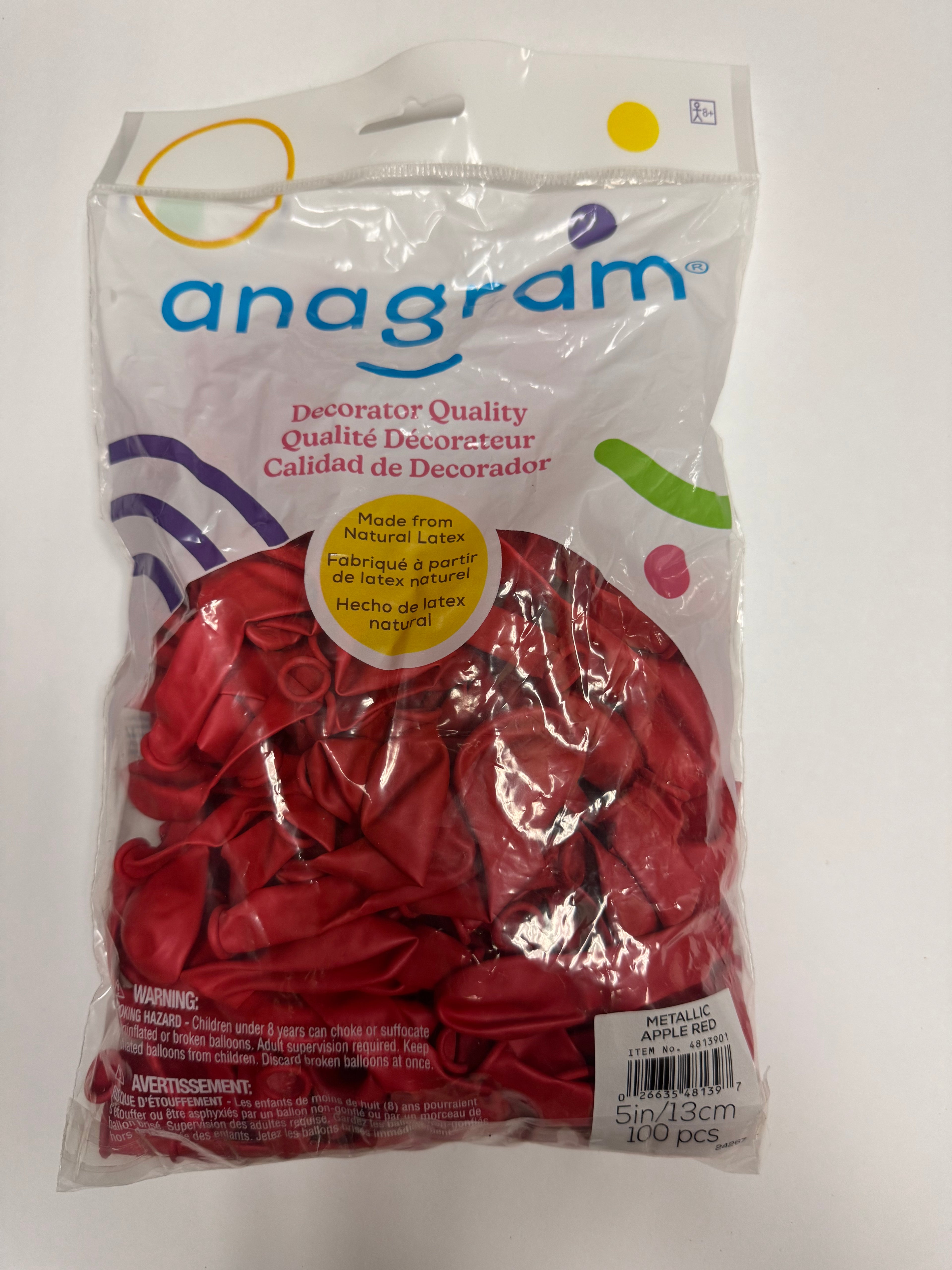 Metallic Apple Red Solid 5" Latex Bag