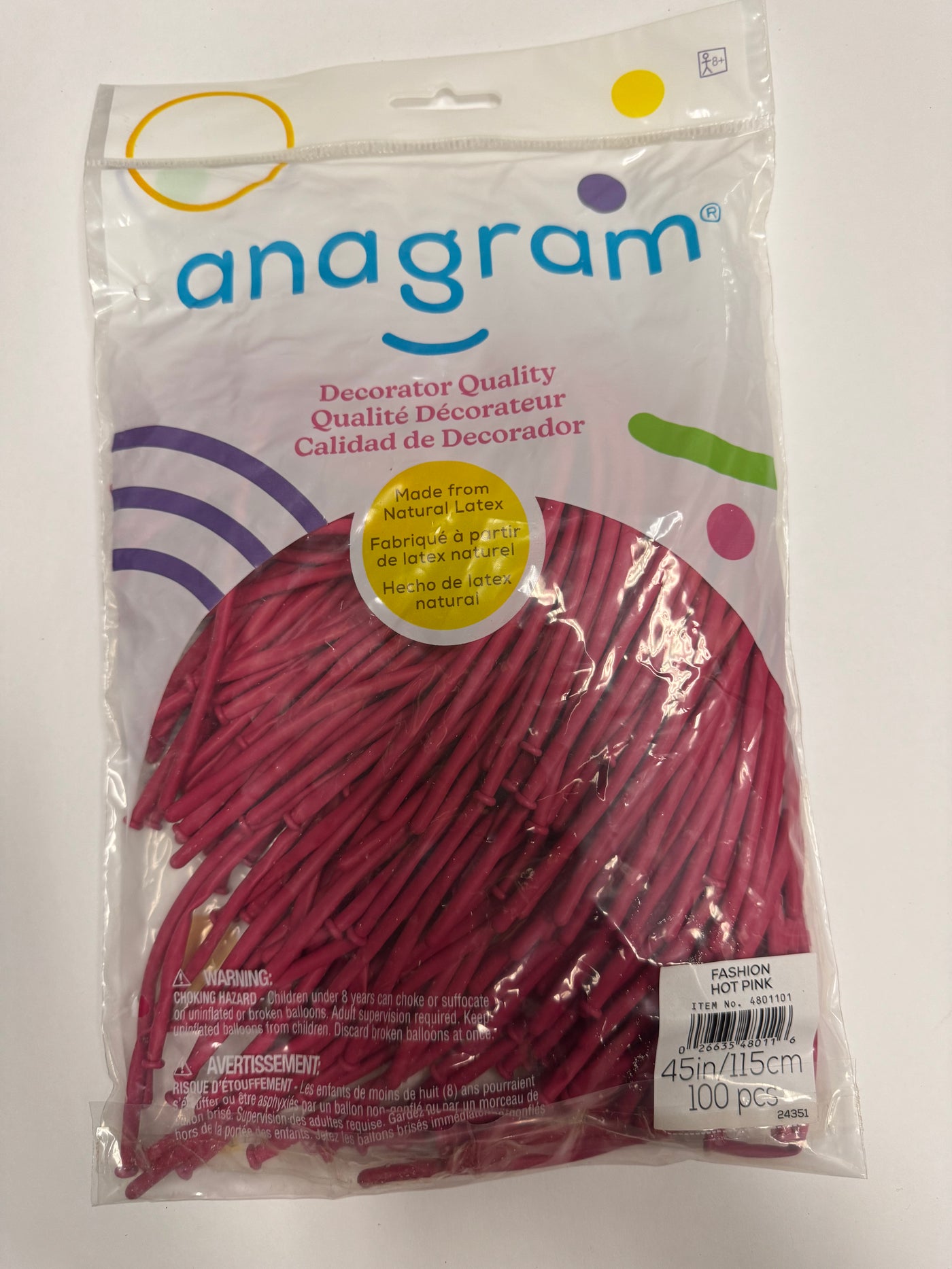 Fashion Hot Pink Solid 160 Twisting Latex Bag