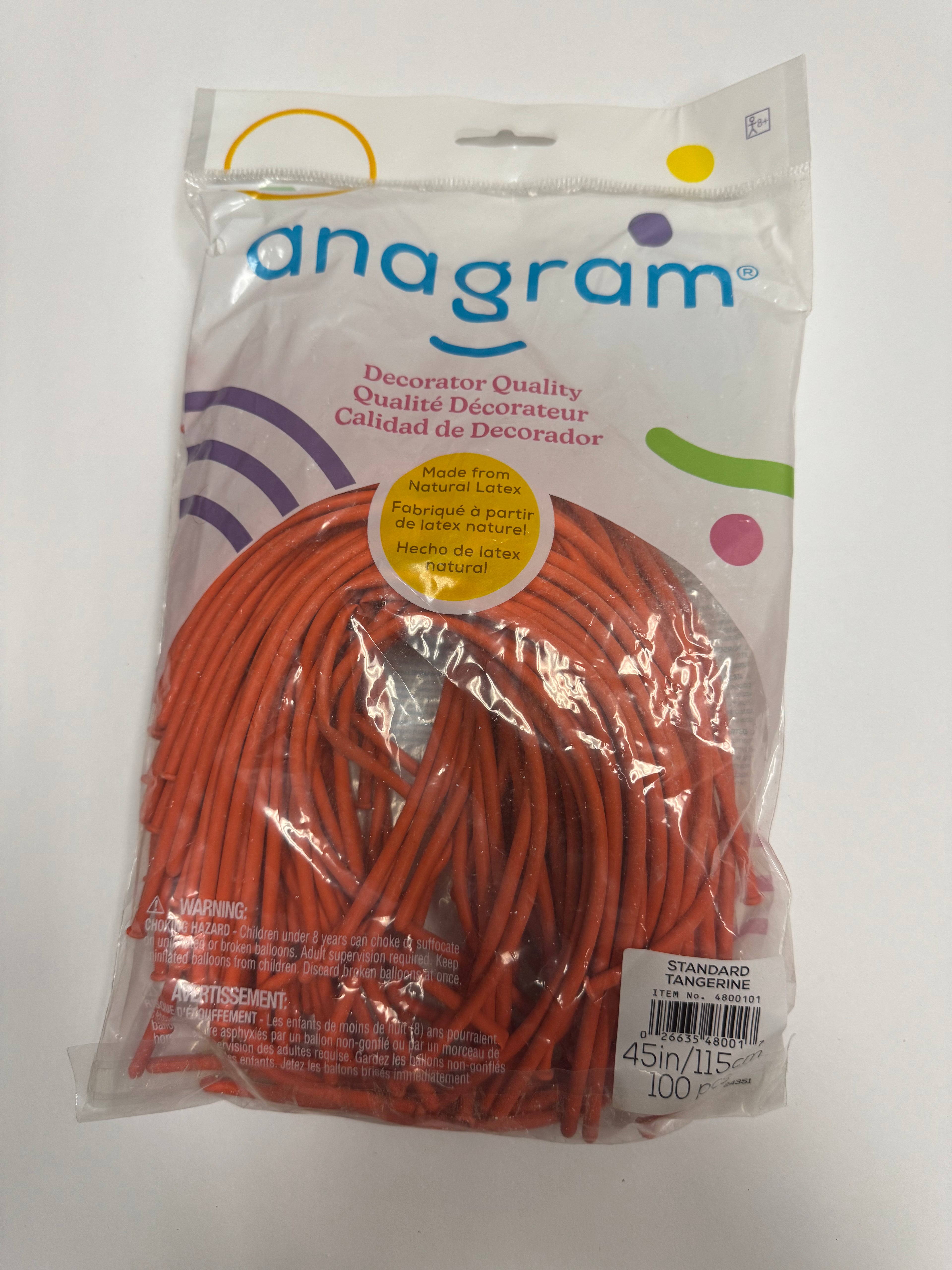 Standard Tangerine Orange Solid 160 Twisting Latex Bag