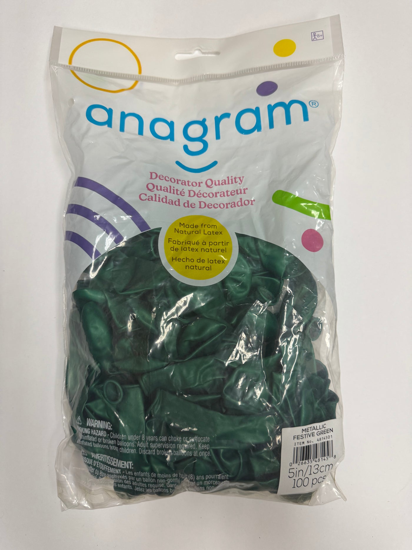 Metallic Festive Green Solid 5" Latex Bag