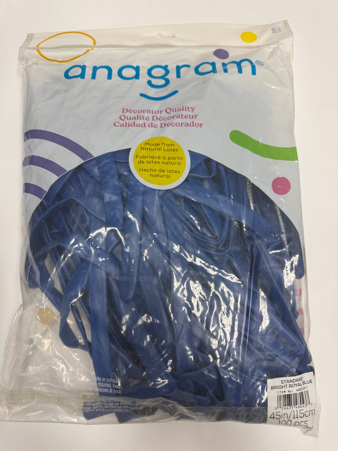 Standard Bright Royal Blue Solid 360 Twisting Latex Bag