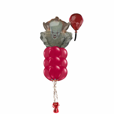  "It" movie Pennywise The Clown large Foil Balloon. This 10 piece bouquet is perfect to scare the pesky kids at trick or treat time or add a new level of creepy to your Halloween party. 