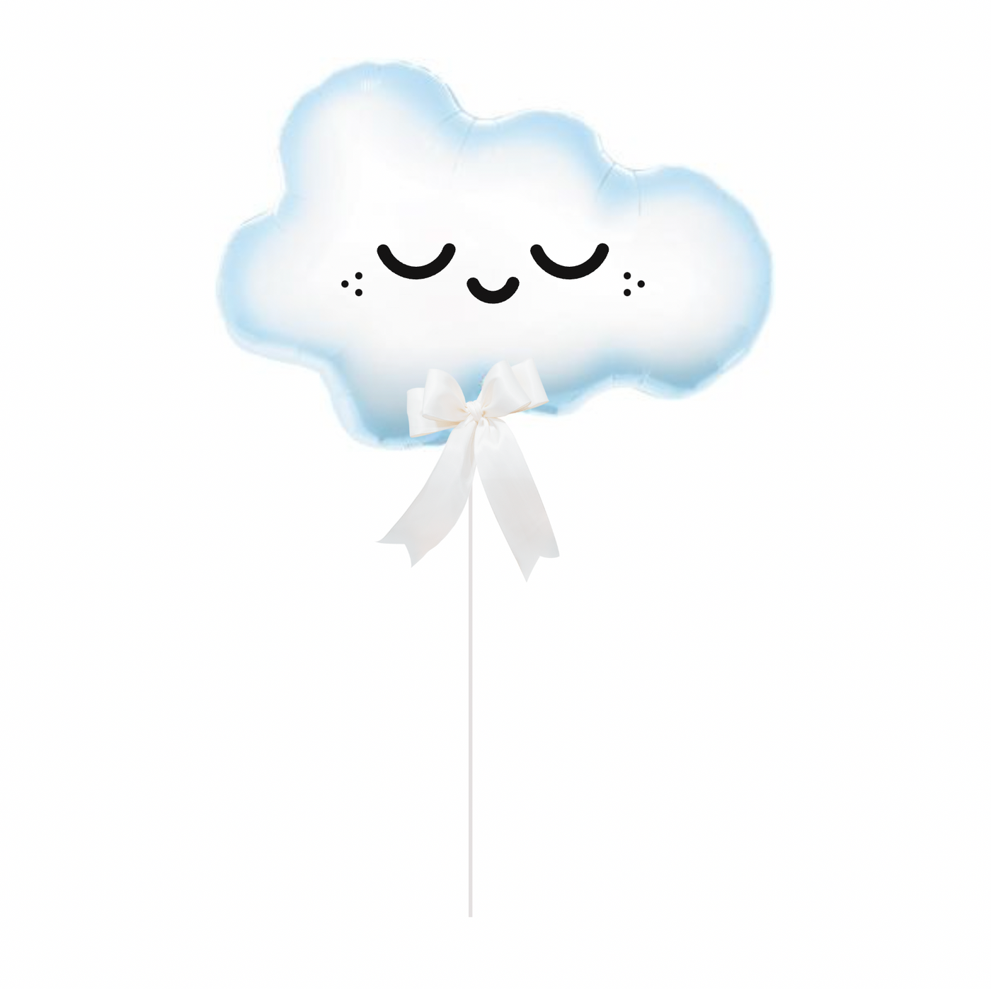This cute little balloon cloud is personalized with a cute, freckled, sleeping face and a pretty white bow.