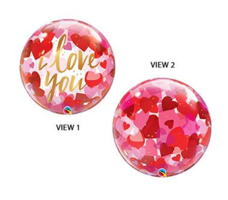 plastic bubble balloon i love you red hearts