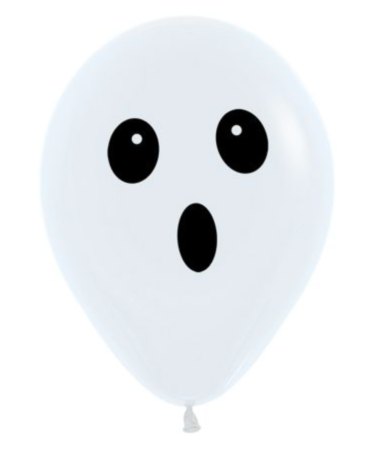 White Ghost Face Print Latex Balloon (11 Inch)