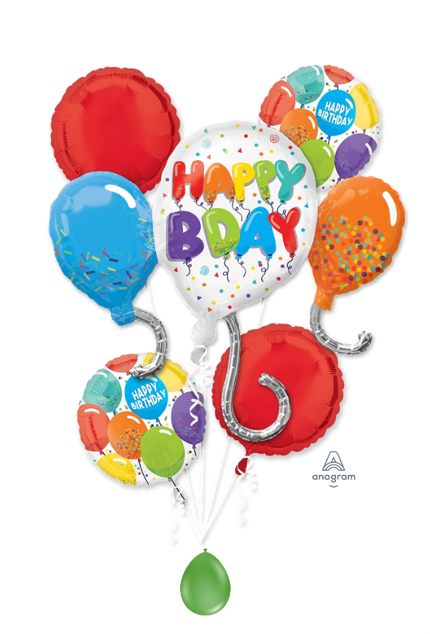 Happy Birthday Celebration Balloons Basic Bouquets (sand anchor includes)