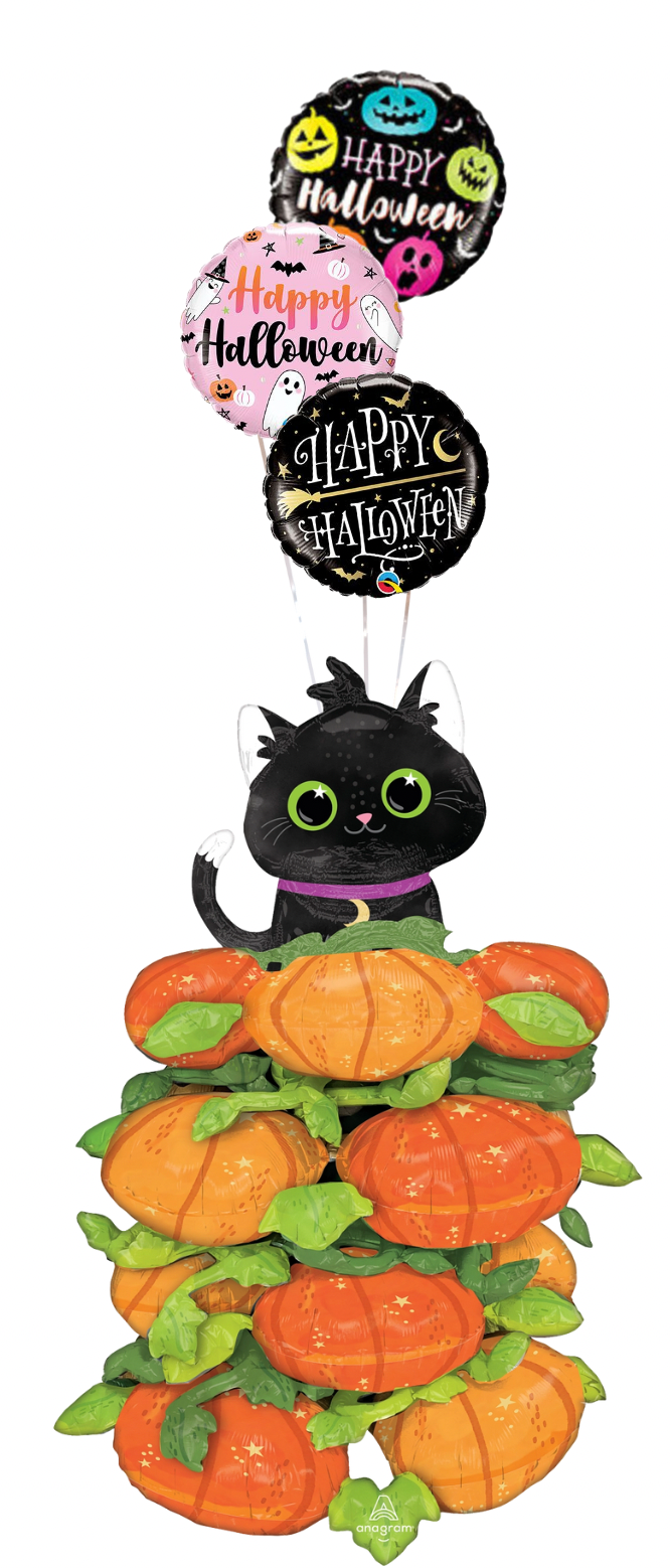 Cat Pumpkin Stacker Halloween Trio Bouquet