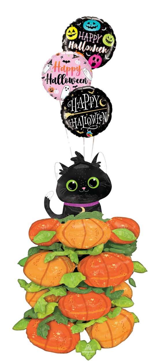 Cat Pumpkin Stacker Halloween Trio Bouquet