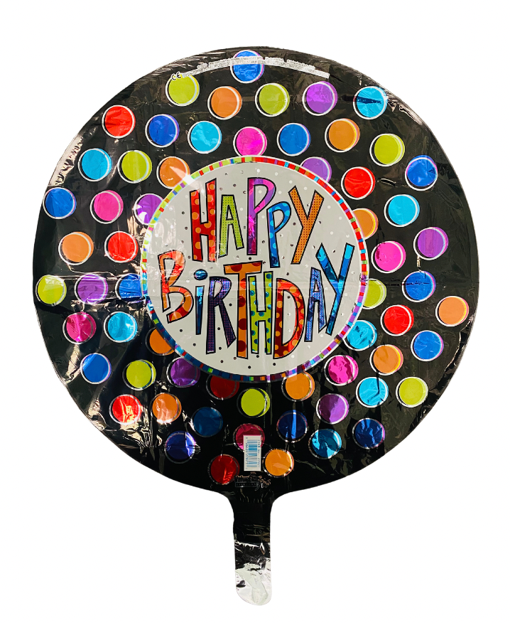 Happy Birthday Polka Dots  18" Foil Balloon