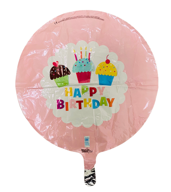 Happy Birthday Colorful Cupcakes 18" Balloon