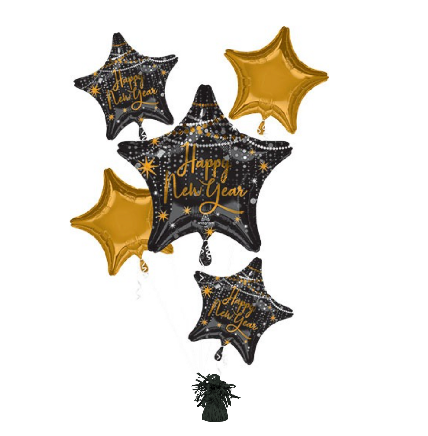 Happy New Year Stars 5 Piece Foil Bouquet