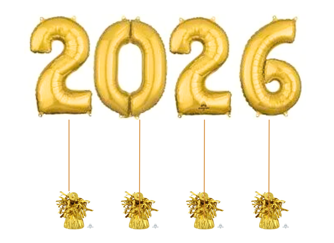 2026 SMALL Floating White Gold Year Number Set (26 Inches)