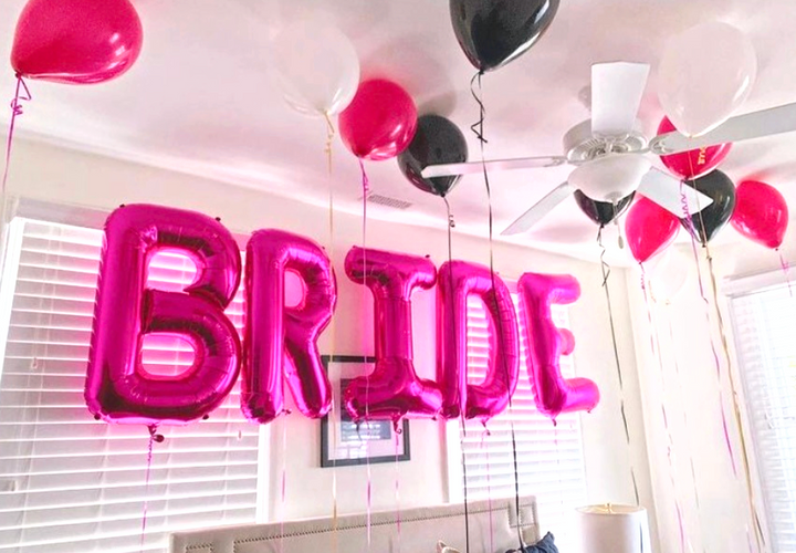 Hot Pink "Bride" Floating Letter Set (34 Inch)