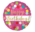 Happy Birthday Satin Pink Balloon