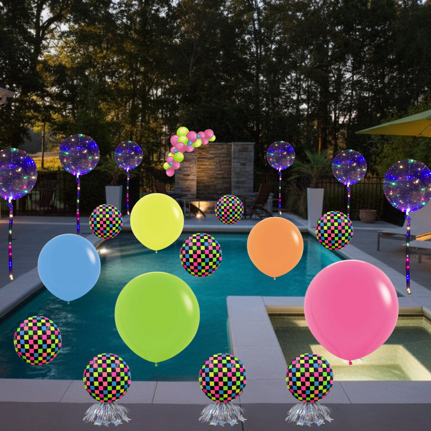Neon Blacklight Pool Party Balloons Pool Package