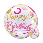 Happy Birthday Pink & Gold Dots Bubble Balloon (22 Inch)