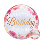 Happy Birthday to You Pink Peonies Bubble Balloon (22 Inch)