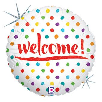 Welcome! Dots Holographic 18" Foil Balloon