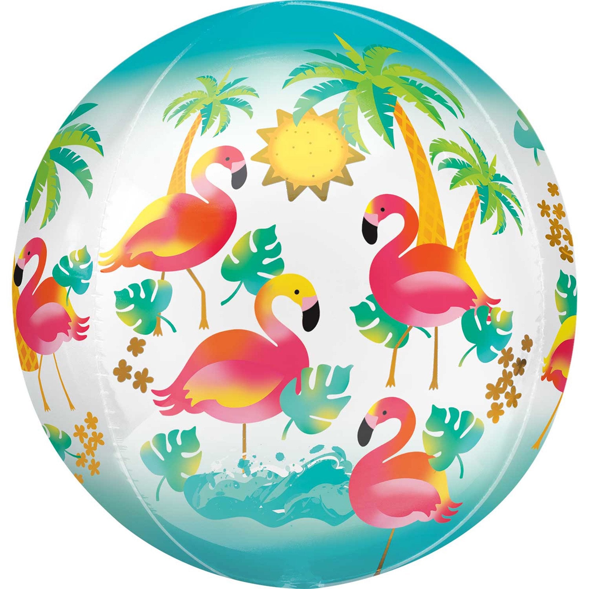 Tropical Paradise Flamingos Orbz Balloon (16 Inch)