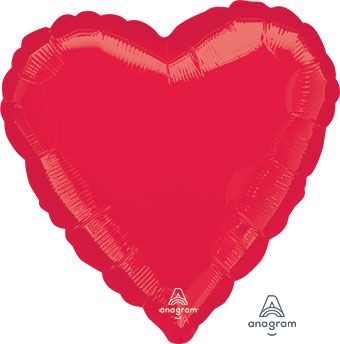 28 inch large red heart foil balloon by Betallic with helium and ribbon