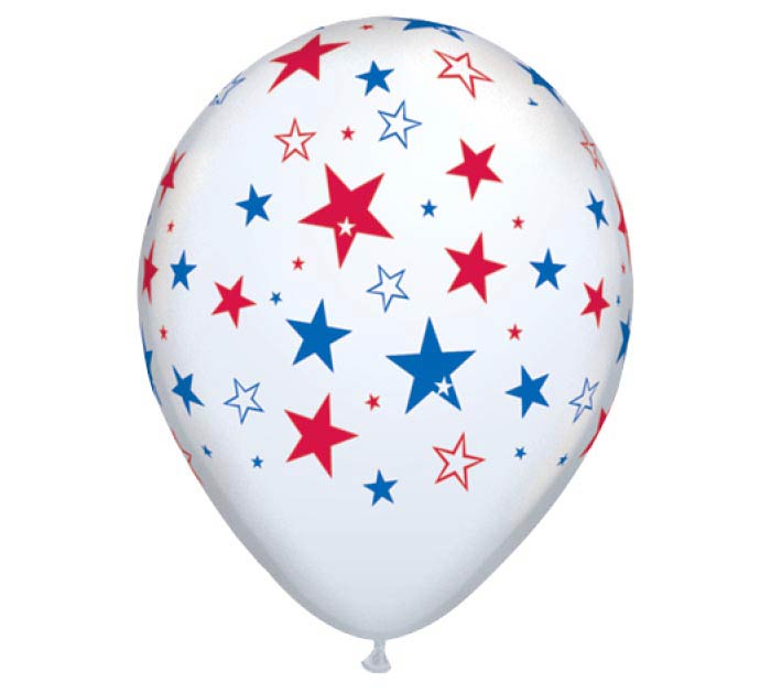 Small 11" Red & Blue Stars on White