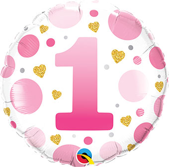 18" HAPPY BIRTHDAY AGE BLUE OR PINK + GOLD DOTS