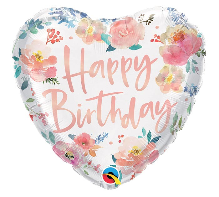 HAPPY BIRTHDAY WATERCOLOR ROSES ON HEART