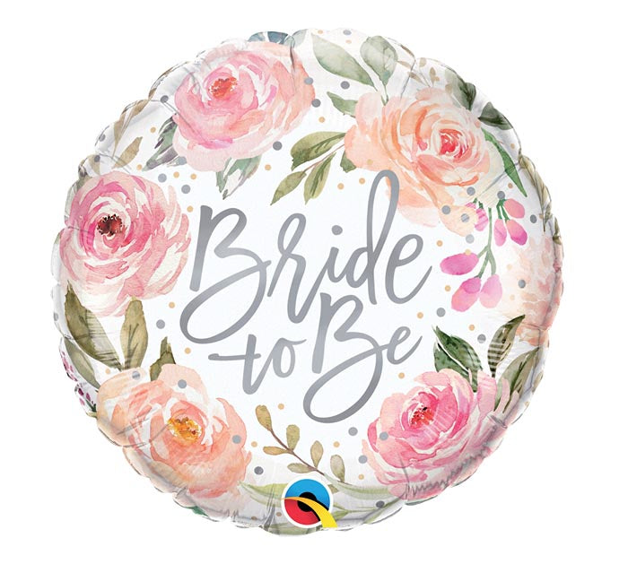 STANDARD 18" BRIDE TO BE WATERCOLOR ROSE ROUND BALLOON