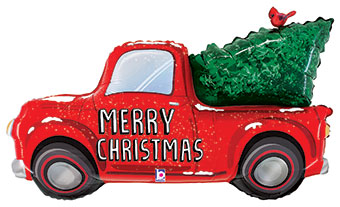 LRG SHP MERRY CHRISTMAS TRUCK WITH TREE 47"