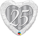 Happy 25th Silver Damask Heart