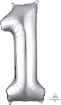 Floating Silver Number "1" Balloon (3 Foot or 34 Inch)