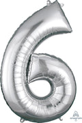 Floating Silver Number "6" Balloon (3 Foot or 34 Inch)