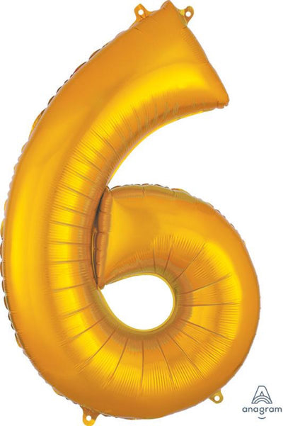Gold Number Six Helium Balloon