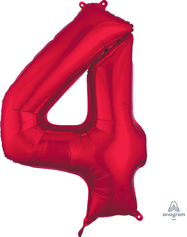 Red Number Balloon: Standard Size 34" (DNR)