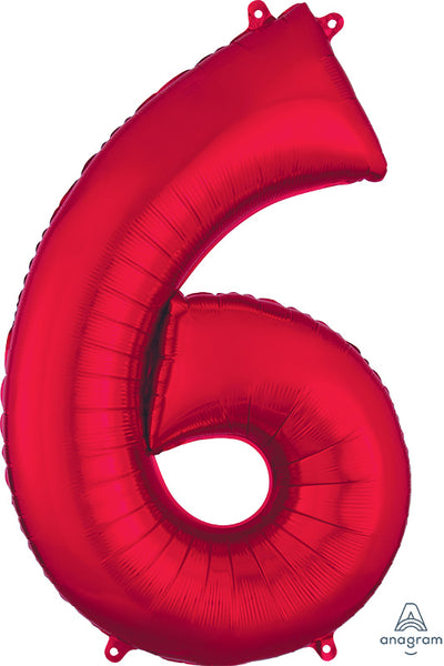 Red Number Balloon: Standard Size 34"