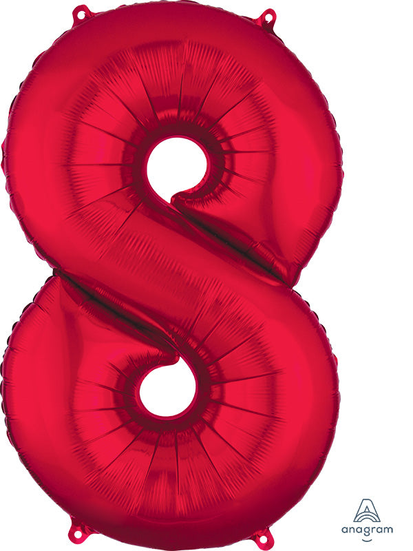 Floating Red Number "8" Balloon (3 Foot or 34 Inch)