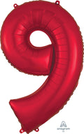 Floating Red Number "9" Balloon (3 Foot or 34 Inch)