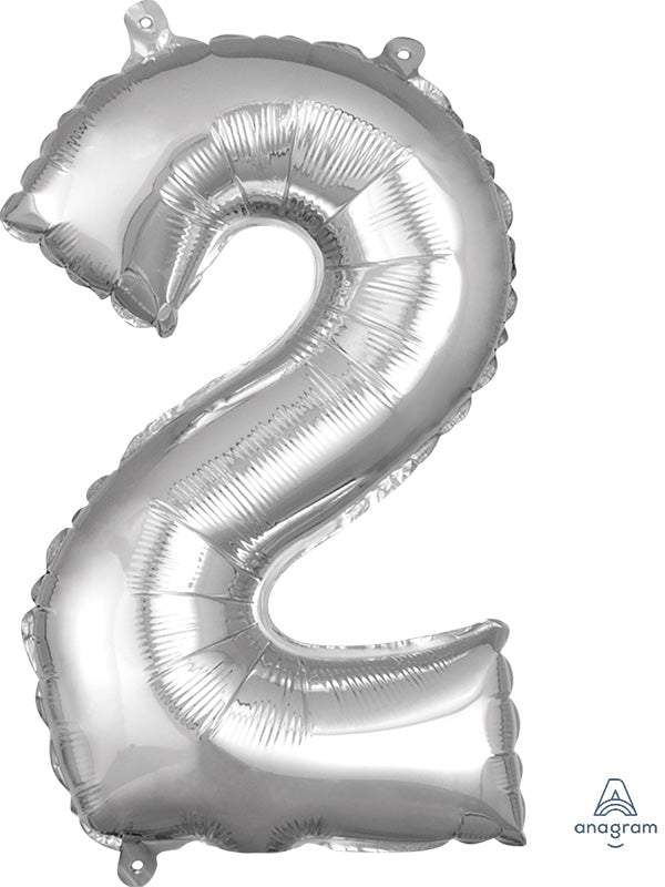 Air-Filled, Non-Floating Mini Silver Numbers (16 Inch)