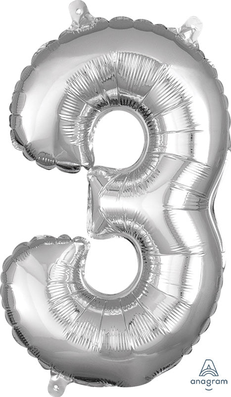 Air-Filled, Non-Floating Mini Silver Numbers (16 Inch)
