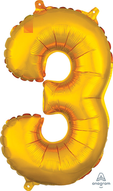 Air-Filled, Non-Floating Mini Gold Numbers (16 Inch)