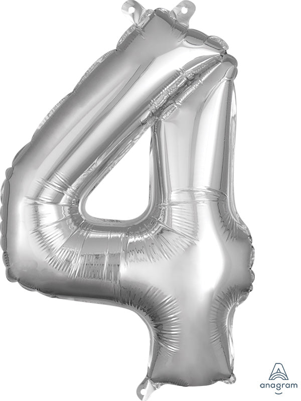 SMALL Floating Silver Number "4" Balloon (2 Foot or 26 Inch)