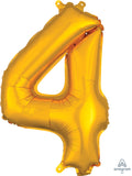 SMALL Floating Gold Number "4" Balloon (2 Foot or 26 Inch)