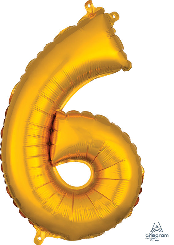 Air-Filled, Non-Floating Mini Gold Numbers (16 Inch)