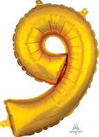 Air-Filled, Non-Floating Mini Gold Numbers (16 Inch)