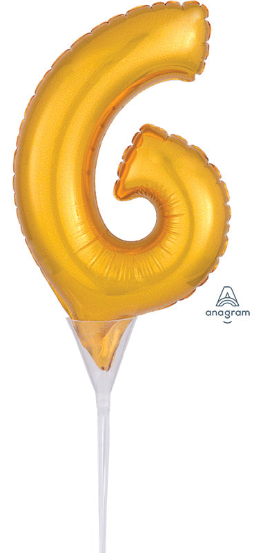 Air Filled, Non-Floating Micro Cake Topper Balloon Number